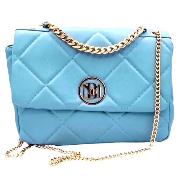 Badgley Mischka NWT Light Blue Quilted Shoulder Bag